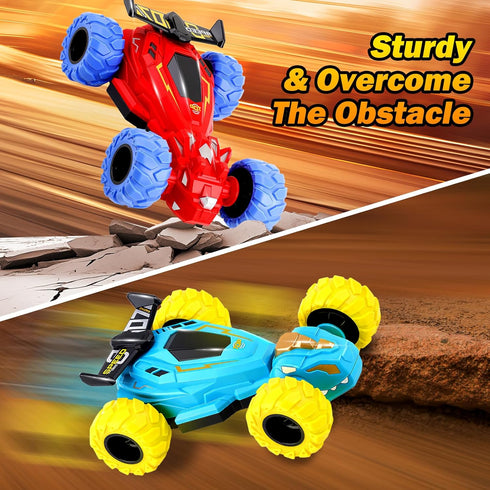 3-4 Cars,2 360 3 Toddler Monster Truck Toys,Dinosaur Toys for Ages Friction Spin Stunt Race PCS Push and Go Baby Toy
