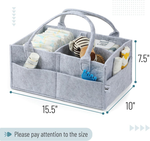 Large Grey Baby Diaper Caddy Organizer by Mr. Pen - Stylish & Functional