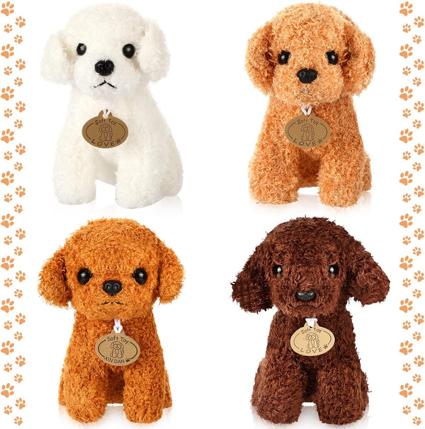 4 Pcs Cute Dog Stuffed Animal Toy, 7 Inch Plush Puppy Stuffed Animal for Boys and Girls, Party Decorations, Birthday