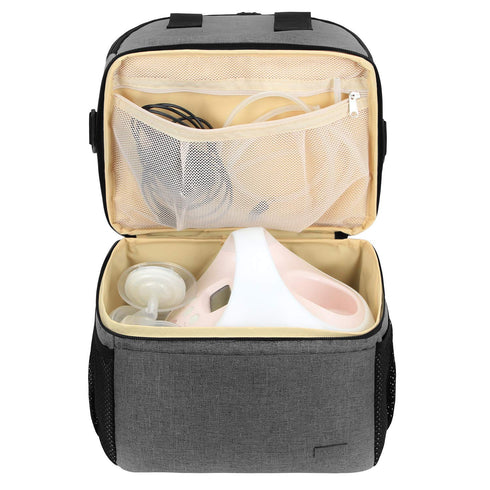 Teamoy Breast Pump Bag Tote with Cooler Compartment for Breast Pump, Cooler Bag, Breast Milk Bottles and More, Double
