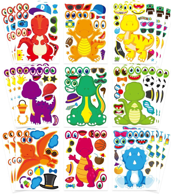 27 Pieces Make Your Own Dinosaur Stickers, DIY Craft Stickers for Kids Toddlers with Dinosaur System