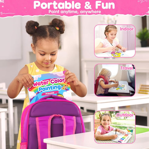 Sets 3-5 4-8 ZIZZ Paint with Water Coloring Books for Toddlers, Princess Watercolor Painting for Kids Ages Years Old