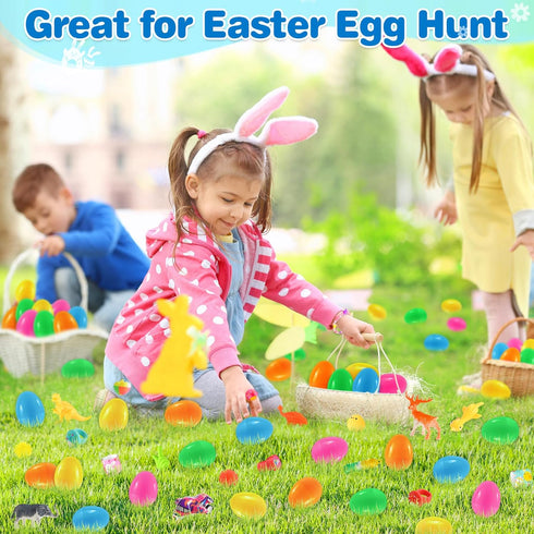 200 Pack C2 Prefilled Easter Eggs with Assorted Toys, Easter Theme Surprise Eggs for Basket Stuffers/ Fillers, Filling