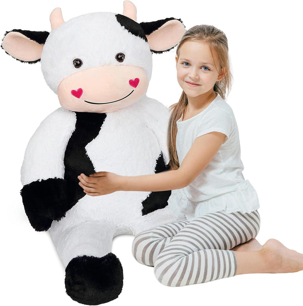 32" Large Cow Stuffed Animal, Giant Soft Plush Fluffy Cow Toy Birthday