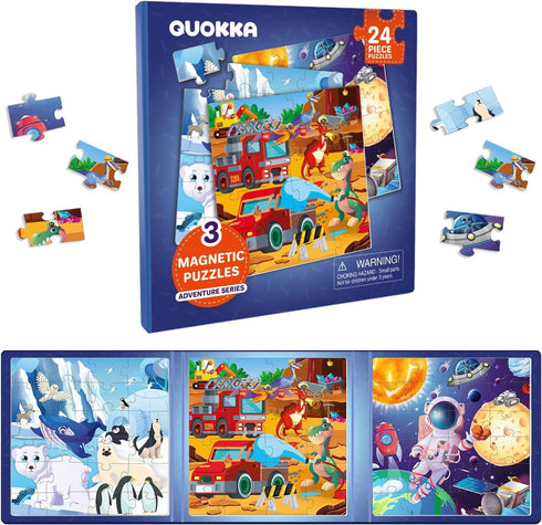 QUOKKA Magnet Puzzles for Toddlers 3 Years Old - 24 Pcs Travel Puzzles Games for Kids Ages 3-5