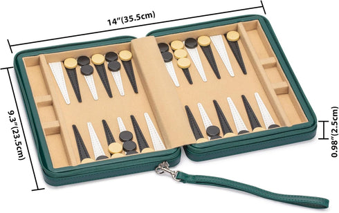 Yellow Mountain Imports Travel Size Backgammon Mini Game Set, Magnetic Checkers, 9-inch Board