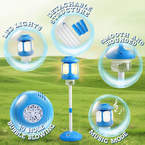 SANGQAOFU Summer Bubble Machine for Kids Bubble Blower Maker with Lights and Music Automatic Bubble Stand Machine