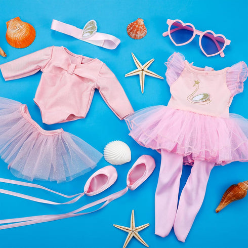 Kajaia 8 Pcs 18 Inch Doll Ballet Ballerina Outfits, Clothes & Accessories with Tutu Dance Dress