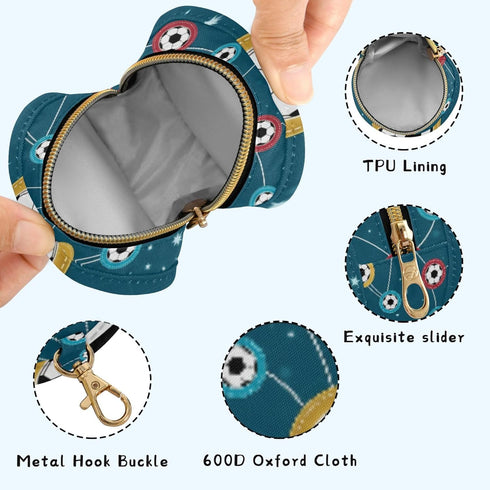 PYBUG Soccer Round Pacifier Storage Case, Polyester & TPU Lined with Hook Buckle, Pacifier Container Box for Baby