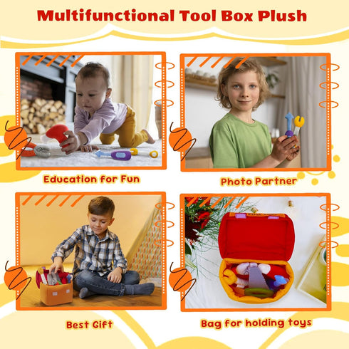 GERBIT Set Toolbox 5 My First Tool Plush, Baby Plushy with Pcs Tool Plushies for Toddlers, First Birthday Gifts