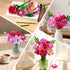 Set 21 832PCS CUBIMANA Flowers Bouquet Building with LED - Rose Red Botanical Collection Kit for Adults Women