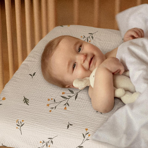 3 Pack, Pack Cozy Pack 38"x26" Gllquen Baby Muslin Mini Crib Sheets Breathable and Play Sheets Fitted Soft Cotton N