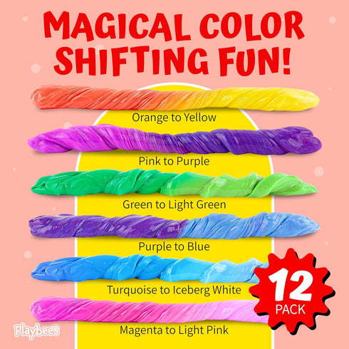 12 Pack 8-15 0.5 Oz Playbees Color Changing Putty - Silly Mini Putty Thinking Slime for Sensory Play, Educational