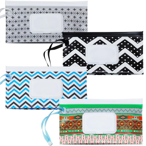 Baby Wipe Dispenser, 4 Pack Portable Refillable Wipe Holder, Reusable Lightweight Wipes