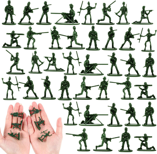 100 Pcs Army Men Toy Soldiers Set - Green Plastic Mini Figures, Assorted Poses for Boys Girls Play Set