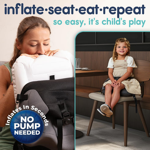 Hiccapop NeoBoost Inflatable Toddler Booster Seat for Dining Table Portable, Quick-Inflate Design Anti-Slip Base