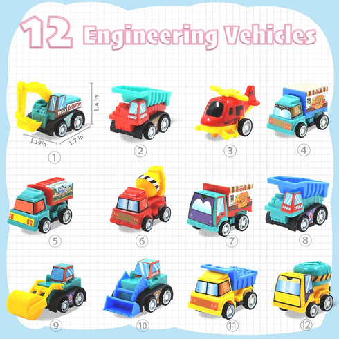 CLAPET 12 3-8 PCS Easter Egg Fillers with Pull Back Car, Prefilled Easter Toys Gifts for Year Old Boys Girls Kids