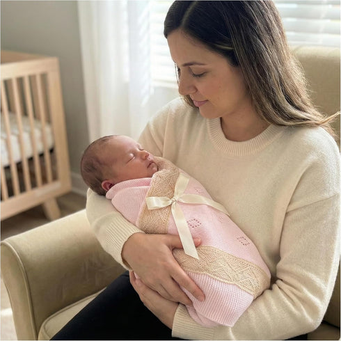 Creaciones Huerta Luxury Soft Cozy Knitted Baby Blanket Boys Girls Newborn Swaddle Receiving Nursery