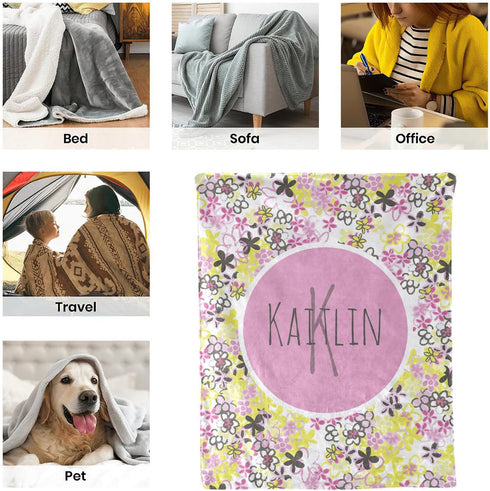 CADE 60x80 Inches Baby Girl Blanket Personalized Name Baby Swaddle Blanket Newborn Custom Baby Blanket Soft Receiving