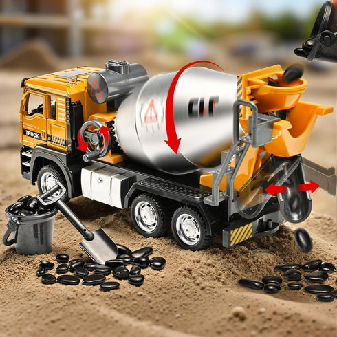 NOVAFUSION 3-5 Cement Mixer Truck Toys for Boys,Cement Mixer Toy Truck Metal Diecast Cab,Pull Back Mixer Trucks