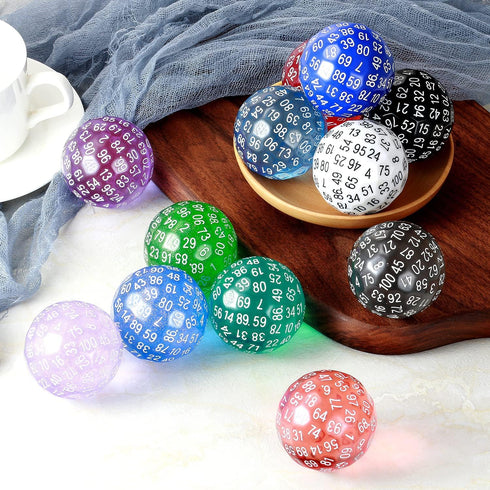 D100 Dice Glitter Blue DNDND 100 Sided Die with Translucent Pouch for Dungeons and Dragons (Chameleon Blue with White