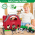 1 2 3 4 5 Playset Farm Animals Toys for Year old Toddlers Girls Boys, Big Red Barn Farm with Figures Animals
