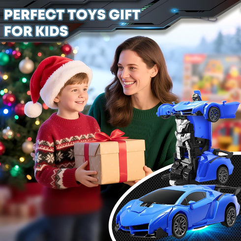 Gikimooy 3-8 2 2.4Ghz 360 Transform Remote Control Car, Transform Robot Toys for Boys Years Old, Rechargeable Batteries