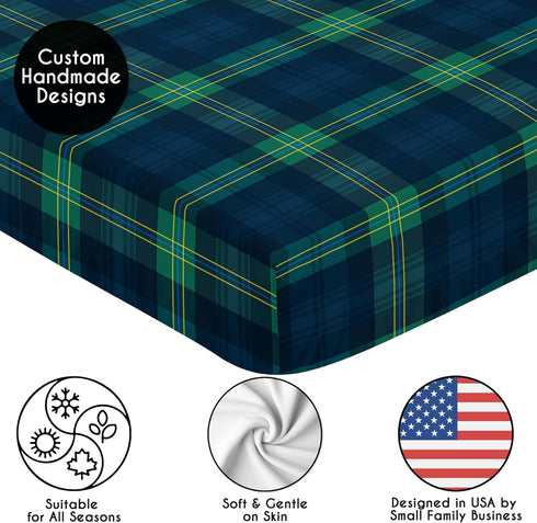 Sweet Jojo Designs Fitted Baby Crib Sheets (Green Gingham Plaid) for Boys or Girls, Infant Nursery, Toddler Room