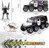 Police Car Toy, 8x8 Friction Powered with Light, Sounds, Openable Doors, Military Policeman & Dog for Boys 3-8