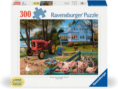 Country 300 Ravensburger Life Piece Large Format Puzzle | Idyllic Farm Scene by Steve Read | Perfect Interlocking Fit |