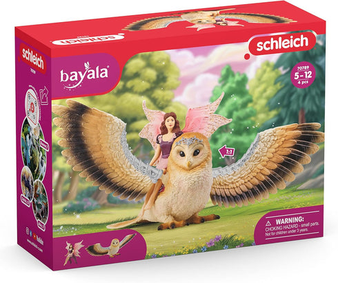 Schleich bayala Flying Fairy with Glam Owl Playset - Enchanting Magical Fairy and Pet Owl Figurine Playset, Imaginative Toy for Children Girls and Boys, Gift for Kids Age 5-12