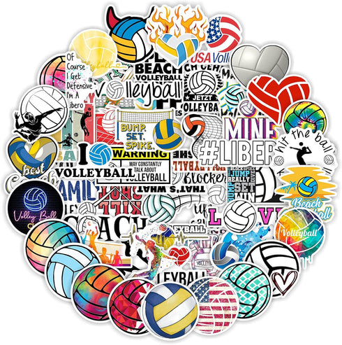 Volleyball Stickers, 100PCS Motivational Water Bottle Stickers for Kids, Vinyl Waterproof for Anywhere You Need