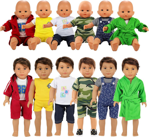 BARWA Boy Doll Clothes 6 Sets Doll Clothes Daily Casual Clothes Outfits