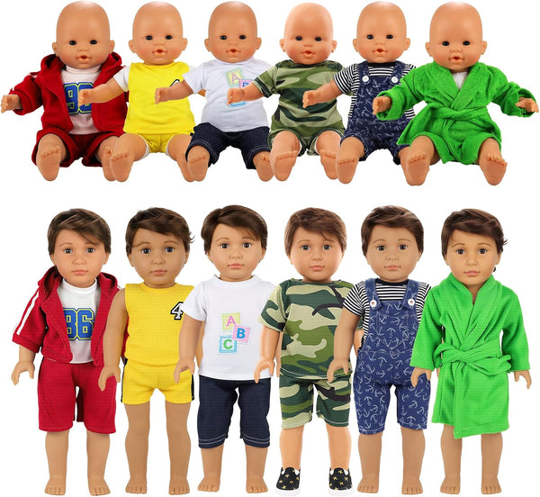 BARWA Boy Doll Clothes 6 Sets Doll Clothes Daily Casual Clothes Outfits