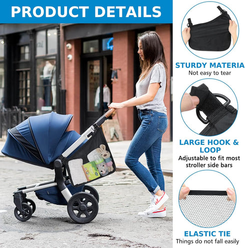 Accmor Universal Stroller Organizer, Side Sling Stroller Organizer, Mesh Cargo Net Stroller Storage Caddy Accessories