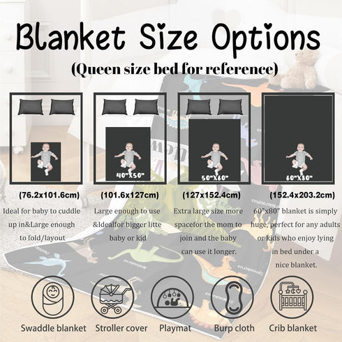 J&SBGFT 30"x40", Personalized Baby Blanket, Custom Name Blanket for Boys & Girls, Toddlers to Kids, Nursery Stroller