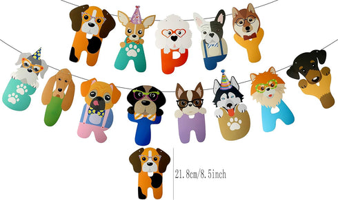 Happy Birthday Dog Letter Banner - Cute Puppy Banner Supplies for Birthday Party Decoration
