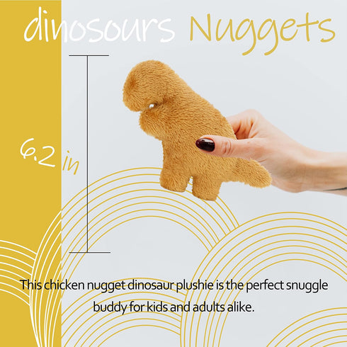 Dino Chicken Nugget Plush Pillow Stuffed Toy, Realistic Fun Fried Chicken Nuggets Gift for Boys and Girls (Mini