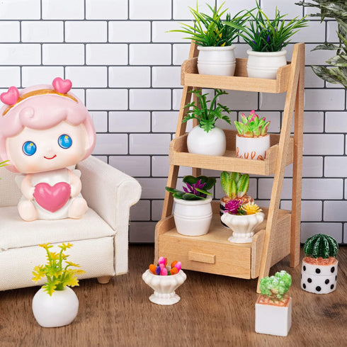 26Pcs Miniature Potted Plants, Mini Artificial Plants, 1:12 Scale Dollhouse Accessories for Decoration