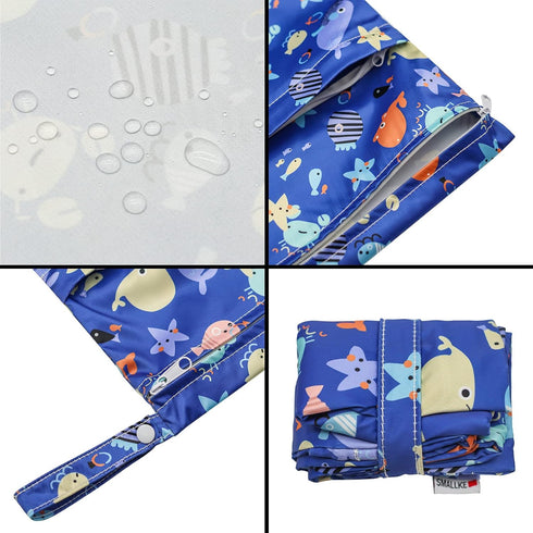 Bag,2 Toys,Mommy 23) Wet pcs Baby Wet Dry Cloth Diaper Bags,Washable, Reusable for Travel, Stroller, Pool,Beach, Wet
