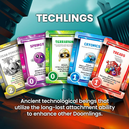Doomlings 120 5-in-1 8+, 26 Card Game: Legends of Enderas Variety Expansion New Cards, Bundle (Mythlings, Techlings