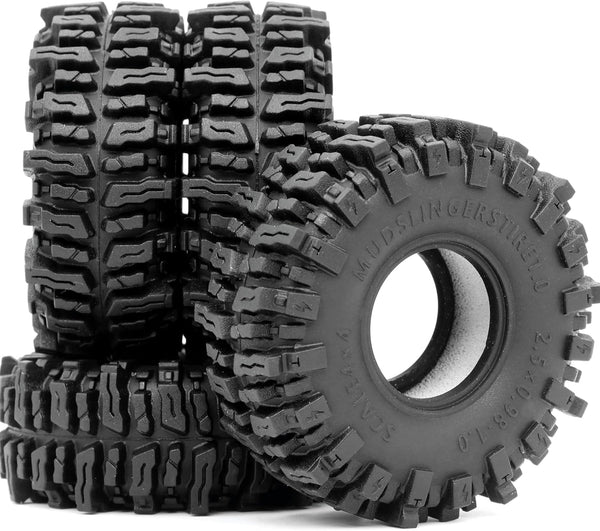 HOBBYSOUL 1.0 Mud Slingers Tires 64 * 25mm Super Soft Sticky Crawler Tires for RC 1/24 AX24 SCX24 FCX24 1/18 TRX4M