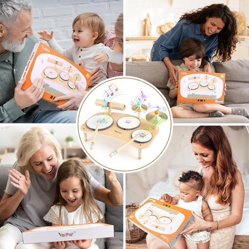 Kids Drum Set for Toddlers 1-3 - All in One Musical Instruments, Montessori Sensory Toys for 1 Year Old