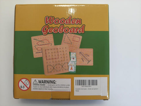 Wooden Geoboard with Rubber Bands, Educational Toy for Spatial Reasoning and Fine Motor Skills for Kids 3 Years+