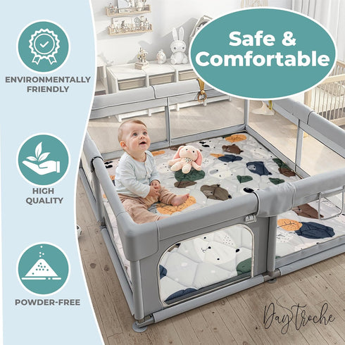 DayTroche 50 50 Inches Tummy Baby Play Mat x for Playpen Padded Play Mat for Babies, Shock-Absorbing EVA Foam