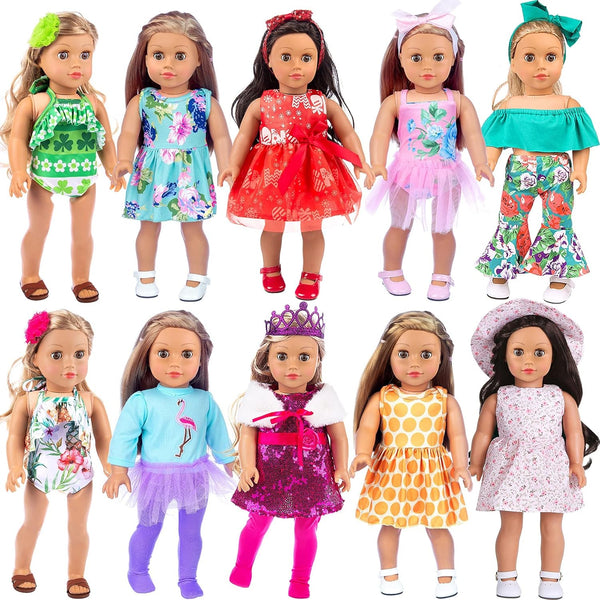 ZITA ELEMENT 24 Pcs American Doll Clothes for 18 Inch Dolls - Clothing Outfits, Dresses, Swimsuits