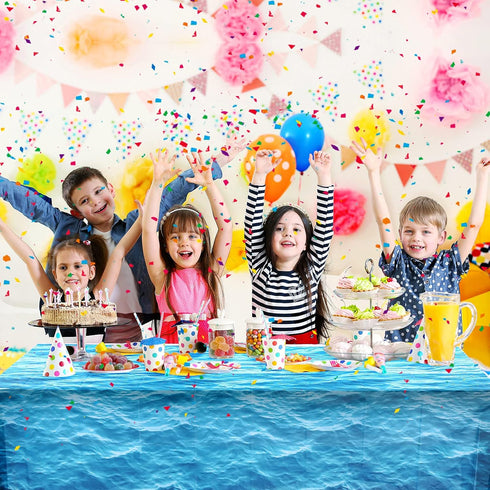 Irenare 2 Pieces Ocean Waves Plastic Tablecloth, 54 x 108 Inch Ocean Table Cover for Beach Pool Birthday Party