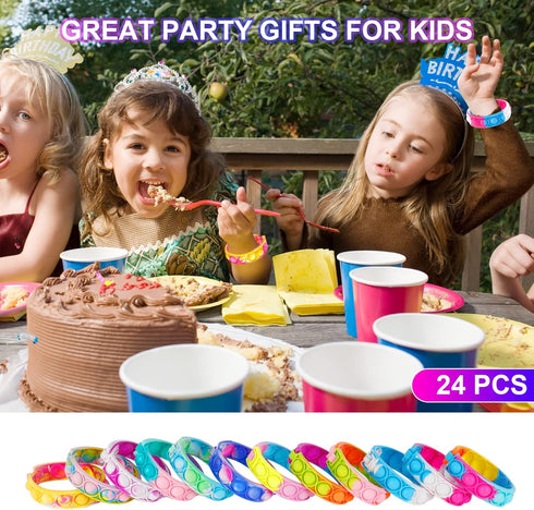 24 Pack Pop Bracelets Fidget Toys Bulk Its Party Favors for Kids Pop Fidget Bracelet It Fidget Toy Fidgets