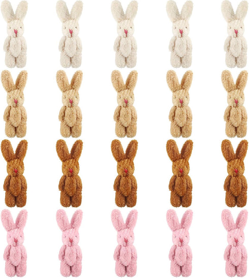 20 Pieces Easter Mini Plush Rabbit, Tiny Joint Bunny 2.4 Inch Soft Stuffed Animal Toys for Decorations and Party Favors