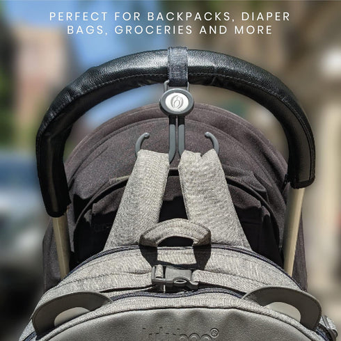Lulyboo 2 Pack Multi-Use Organizer Hook Clips, Metal Handle for Strollers, Diaper Bags, and Shopping